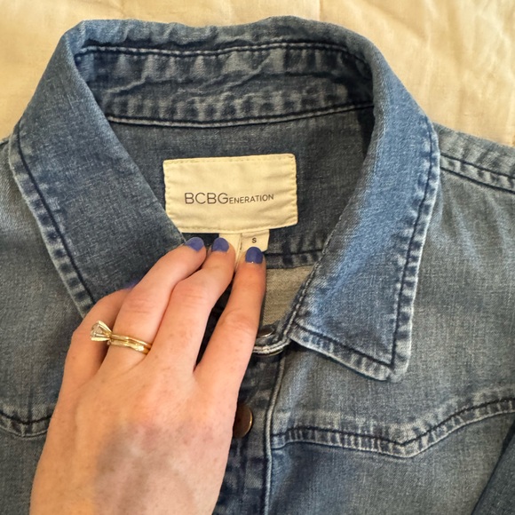 BCBGeneration - S - Blue Denim Button Down Shirt Jacket - Picture 3 of 6